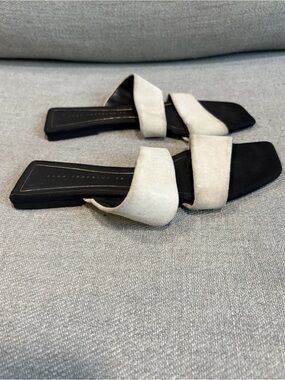 Zara Cream Double-Band Square-Toe Slide Mules